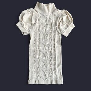 Y2K RARE Bebe cream mock turtleneck top puff sleeves Women’s small